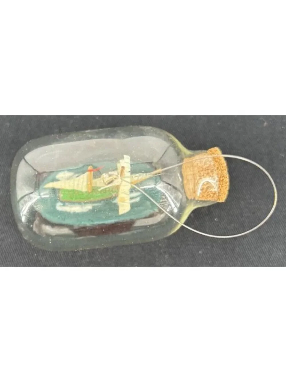 Mast Ship In A Bottle Nautical Christmas Ornament With Wreath Cork 3